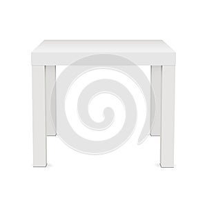 White square table mock up isolated on white background