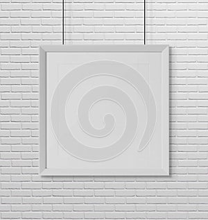 White squared frame hanging mockup 3d rendering