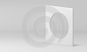 White squared hole circle frame premium minimalist decor element 3d vertical construction vector