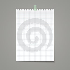 White squared paper sheet torn from a notebook. Vector background