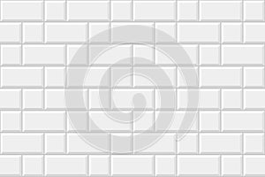 White squares and rectangles tile seamless pattern. Ceramic or stone brick background. Kitchen backsplash or bathroom