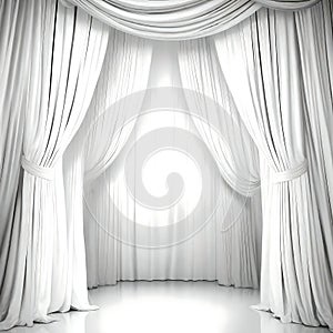 White stage curtain - ai generated image