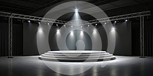 White Stage with Spotlight and Truss System, Performance, Event