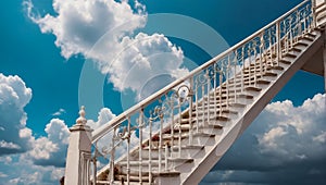 white staircase heaven symbol, religion clouds conceptual road philosophy opportunity