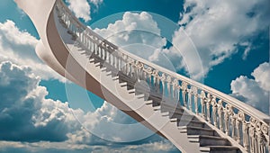 white staircase to heaven symbol, religion clouds conceptual road philosophy opportunity