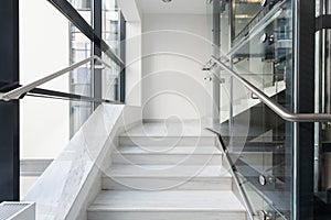 White stairs in business building