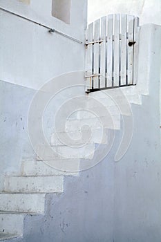 White stairs in Oia, Santorini, Greece