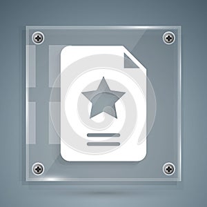 White Star constellation zodiac icon isolated on grey background. Square glass panels. Vector