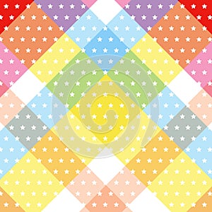 White star polka dot pattern sweet colorful diagonal cross strip