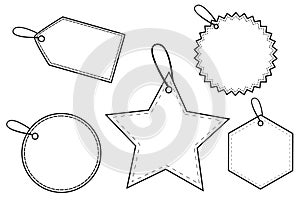 White star, rectangle, hexagon, oval, circle blank tags