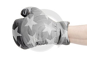 White Stars on Black Leather boxing glove