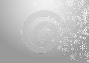 White Stars Vector Grey Background. Silver Shine