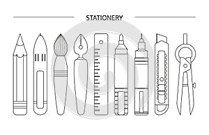 White stationary set on white background