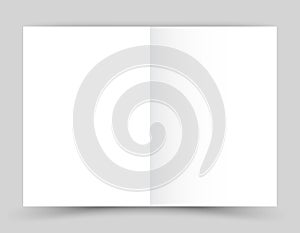 White stationery: blank twofold paper brochure on gray background.