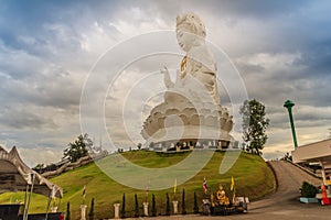 White statue of Guanyin at Wat Huay Plakang, Chiang Rai, Thailand