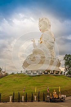 White statue of Guanyin at Wat Huay Plakang, Chiang Rai, Thailand