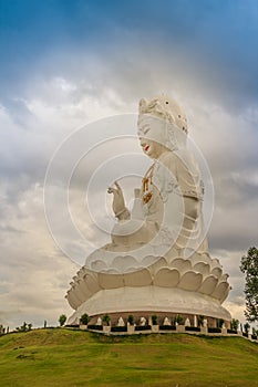 White statue of Guanyin at Wat Huay Plakang, Chiang Rai, Thailand