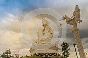 White statue of Guanyin at Wat Huay Plakang, Chiang Rai, Thailand