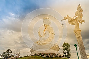 White statue of Guanyin at Wat Huay Plakang, Chiang Rai, Thailand