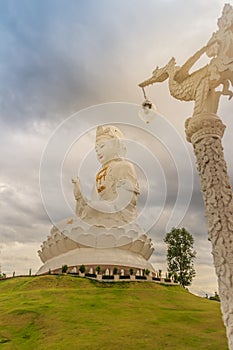 White statue of Guanyin at Wat Huay Plakang, Chiang Rai, Thailand