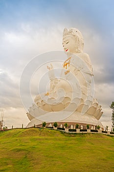 White statue of Guanyin at Wat Huay Plakang, Chiang Rai, Thailand