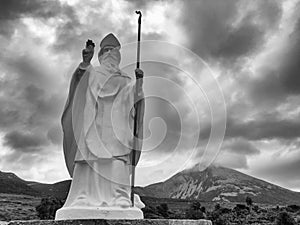 White statue of Saint Patrick