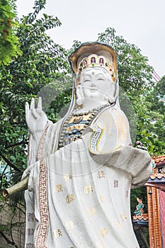 The white statues of Kwun Yam at Kwun Yam temple, Hong Kong.