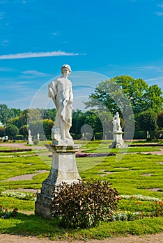 White statues in the Park of Kuskovo. Moscow