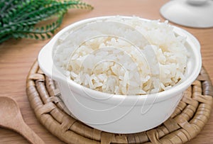 White steamed rice in bowl