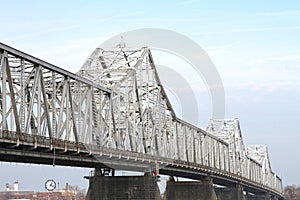 White, Steel Roadway River Bridge