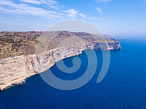 White steep cliffs on the island of Malta.