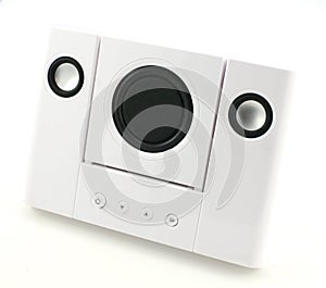 White stereo speakers
