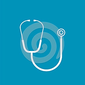 White stethoscope on blue background icon. Healthcare and medical concept.