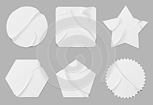 White stickers or patches mockup, blank labels photo