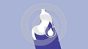 White Stomach heartburn icon isolated on purple background. Stomach burn. Gastritis and acid reflux, indigestion and