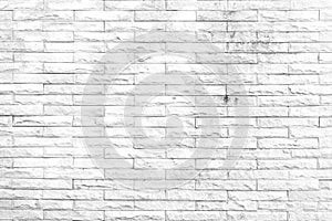 White stone brick wall texture and background for room.