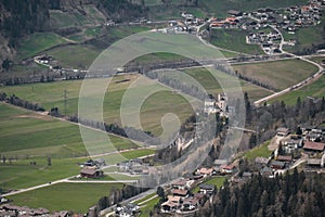 White Stone Castle in the alpine mountains.Landmark and castles of Austria.Castle in the town of Matrei ins Tyrol