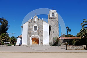 A white stone church