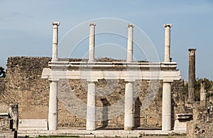 White Stone Columns in Pompeii