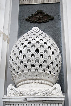 White stone flower building decoration