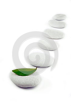 White stone pebble zen path