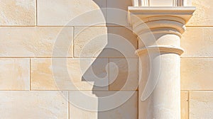 A white stone pillar with a decorative top.