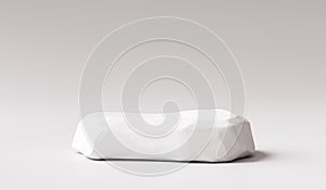 White stone product background stand or rock podium pedestal on advertising display with blank backdrops. 3D rendering