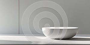 White stone product display on kitchen counter