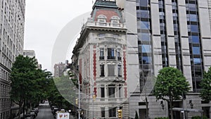 White stone and red orange brick building across Museum Mile from the Metropolitan Museum of Art in New York city