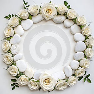 White stone and roses circular DnD border photo