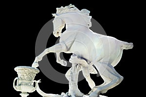 White stone sculpture of a horse