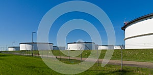 White storage tanks