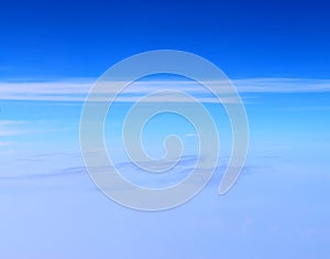 White Stratiform Clouds In Infinite Sky with Shades of Blue - Aerial View - Abstract Natural Background