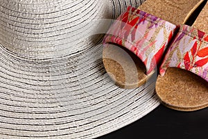 White Straw Hat and Beach Sandals